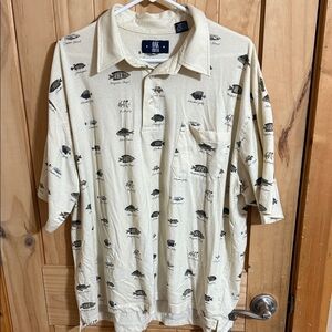 Oak Creek Cream Fish Print Men's Shirt